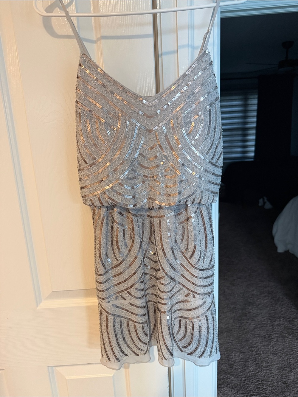 Endless Rose Silver Sequin Spaghetti-Strap Party Dress